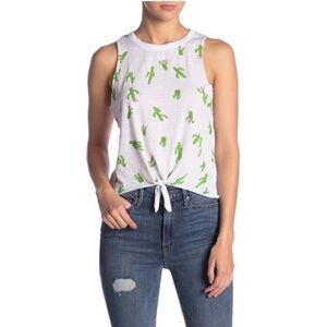 NWOT Chaser White and Green Cactus Tank Top